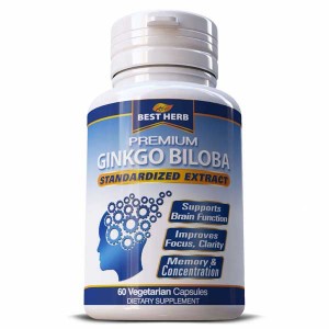 Brain Supplement Memory Booster ADHD  Mental Focus Ginkgo Biloba 60 Capsules