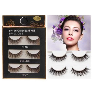 Thick Black Eyelashes Makeup 3 Pairs Long Fake Lashes Extension